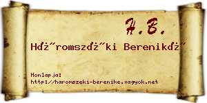 Háromszéki Bereniké névjegykártya